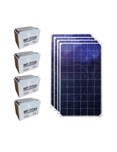Pack 4 Paneles Solares 280 watts + 4 Baterías Solares 100ah AGM